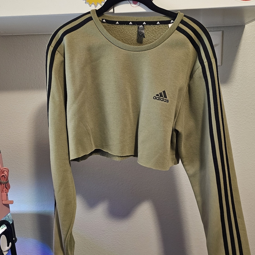 Adidas Primegreen Olive Cropped Sweatshirt
